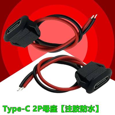 typec2P焊线母座 台灯风扇母头 带电子线 TYPE-C防水连接器接口