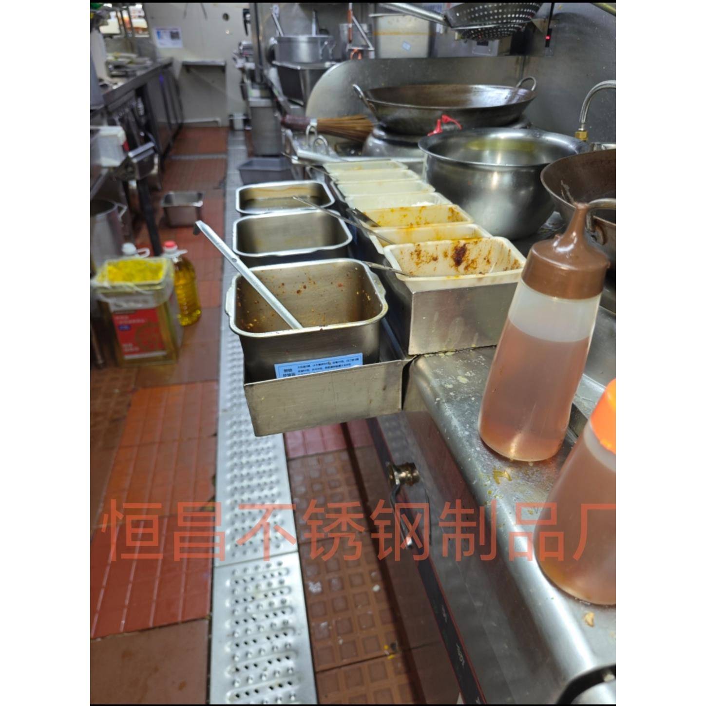 不锈钢双层料盒新款商用炒灶调料架置物盒加厚挂式调料架 可移动