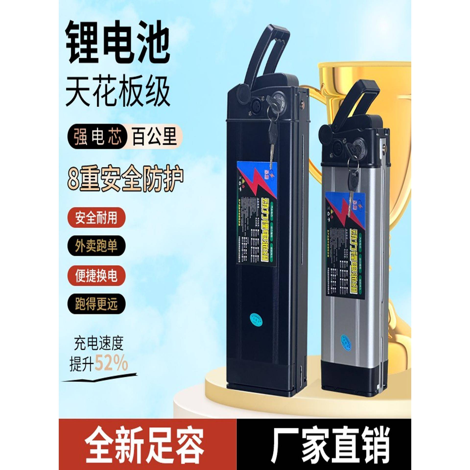 电动车锂电池48v20A25A30A40A代驾折叠车银鱼海霸尺寸助力车通用