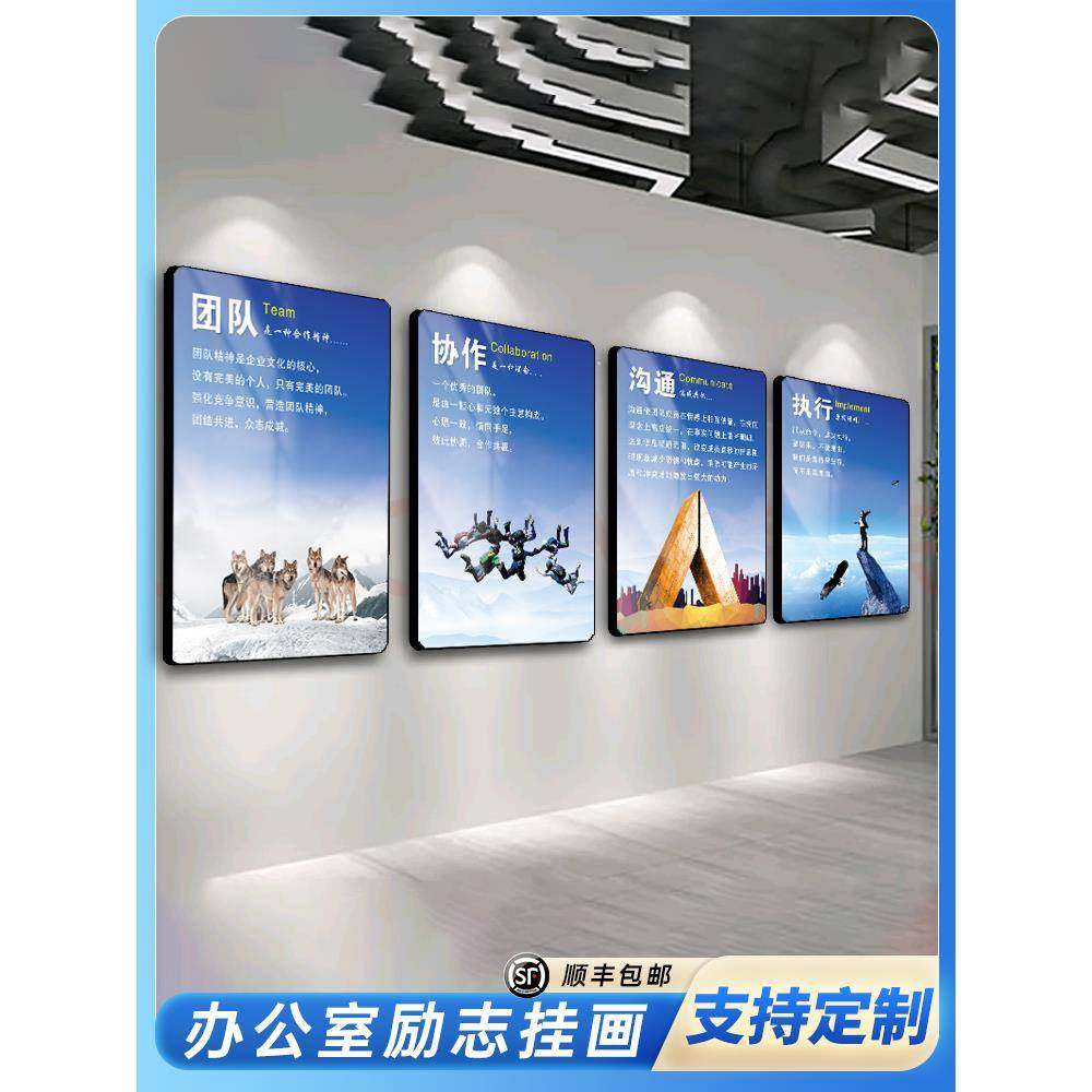 公司装饰画企业文化墙办公室会议室车间走廊挂画背景励志标语展板