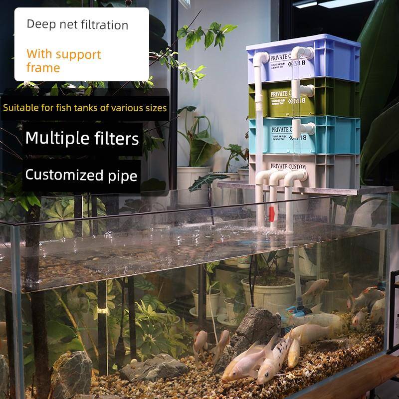 周转箱过滤箱鱼缸鱼池乌龟缸过滤滴流盒增氧培菌净水循环静音外置