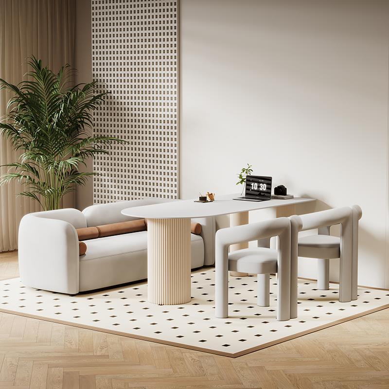 奶油风洽谈桌椅组合酒店大堂沙发样品屋展示中心休息区美容院接待