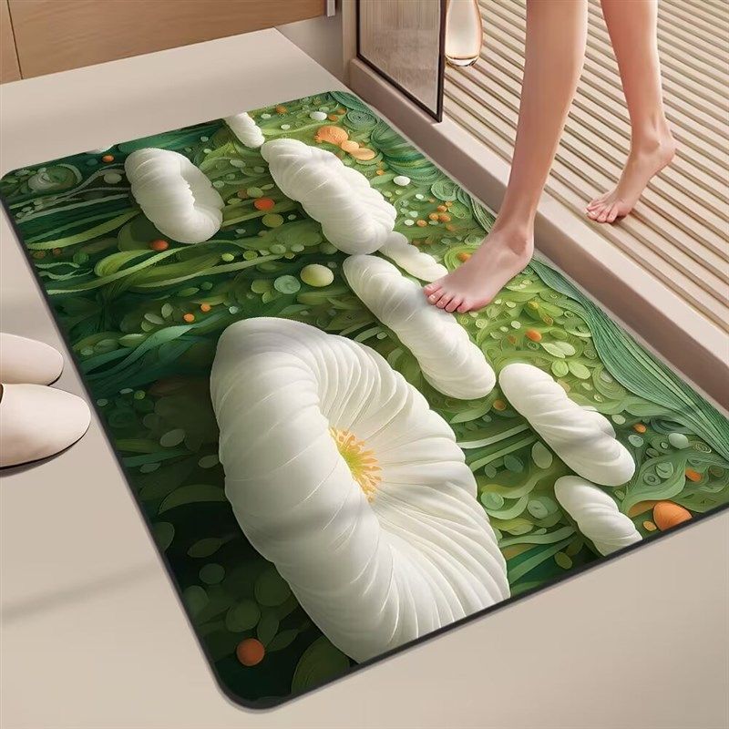 3D卫生间地垫硅藻泥浴室门口吸水脚垫速干厨房防滑垫厕所进门地毯,居家布艺,厨房地垫,淘宝优惠券,粉丝福利购,淘宝优惠卷