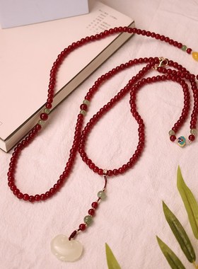 民族风斜挎珠链新中式日常穿搭配饰国风背背链P文玩饰品马面裙璎