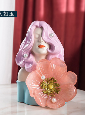 创意北欧艺术人物摆件可爱少女客厅电视柜酒柜卧室现代家居装饰品