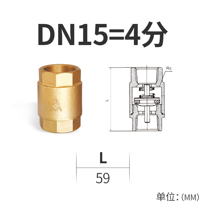 埃美柯立式止回阀黄铜水表止逆y阀4分家用防反水螺纹水边单向阀20