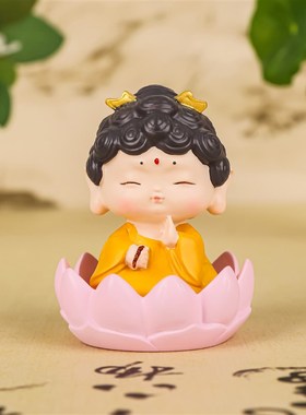 赐福小汽车可爱网红小观音小佛祖摆件H家居玄关桌面装饰品装饰摆