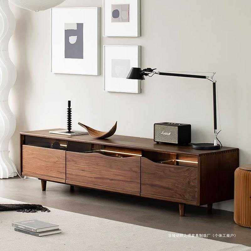 黑胡桃木电视柜轻奢落地储物柜现代简约整装收纳柜樱桃木实木地柜,3C数码配件,摄像机配件,淘宝优惠券,粉丝福利购,淘宝优惠卷