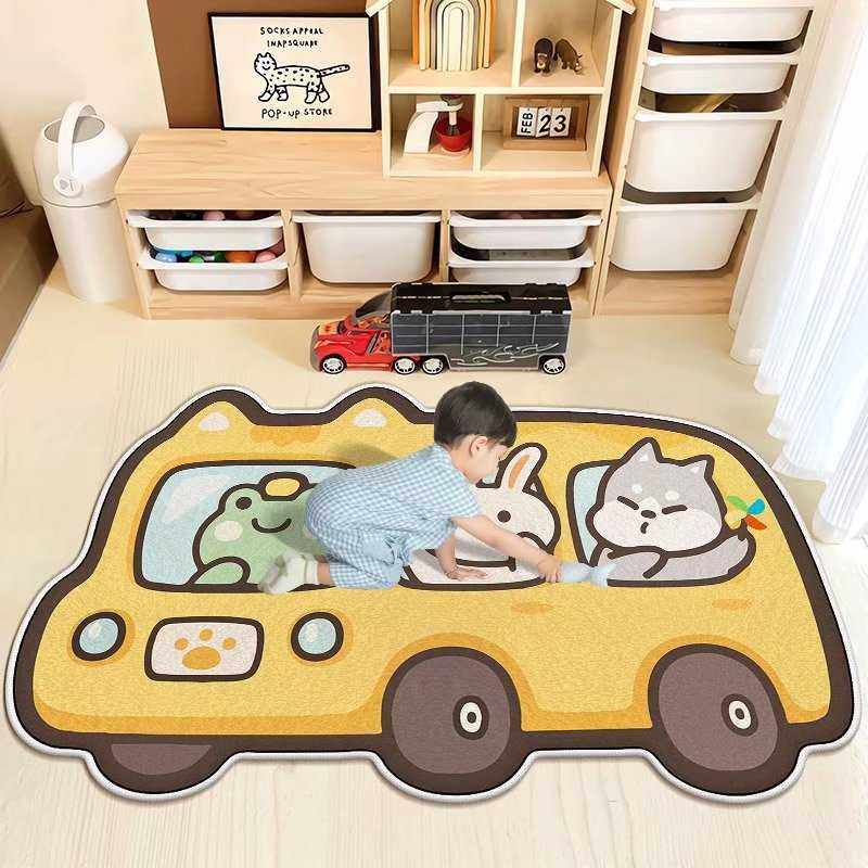卡通可爱儿童家用仿羊绒地毯柔软舒适卧室大面积整铺平铺异形地垫