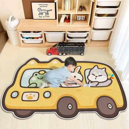 卡通可爱儿童家用仿羊绒地毯柔软舒适卧室大面积整铺平铺异形地垫