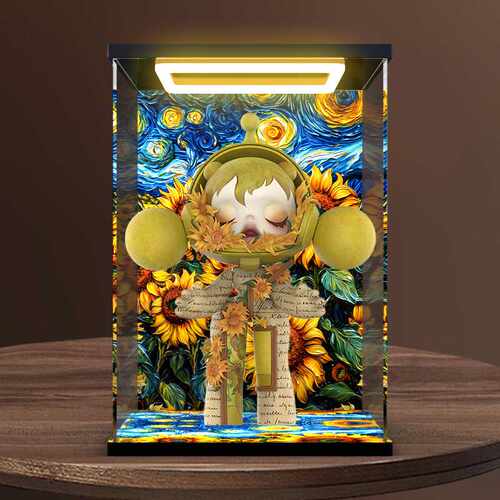 适用MEGA Skullpanda 400% 梵高博物馆 向日葵潮玩公仔回灯收纳盒