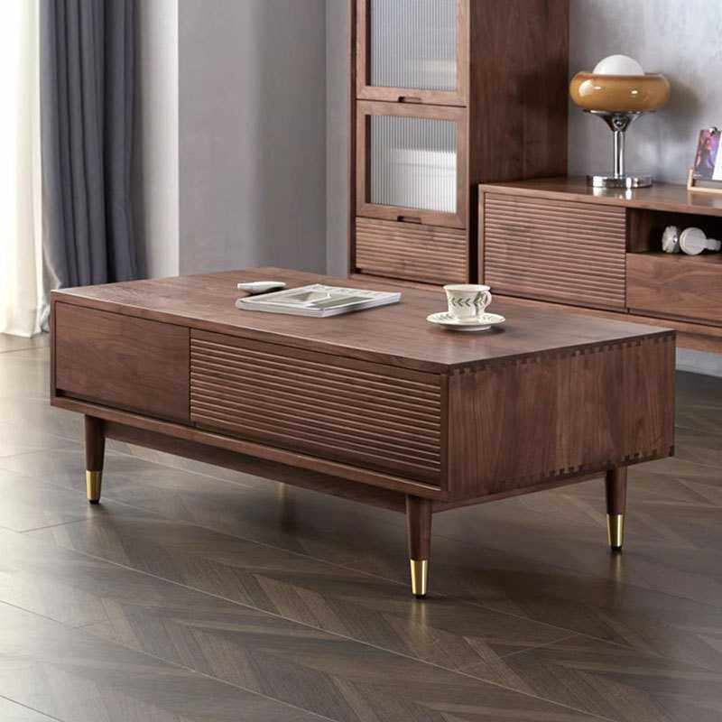 北欧日式实木茶几北美黑胡桃木茶桌小户型简约电视柜组合客厅家具