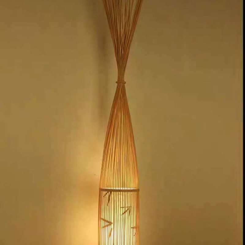 新中式茶楼过道书房榻榻米灯笼吊灯工程定制竹丝竹艺手工编织吊灯