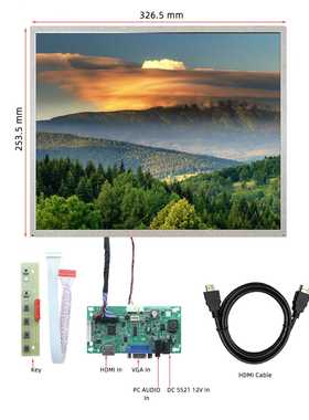 15寸1024*768 HDMI VGA显示屏12V供电USB即插即用电容触摸显示屏