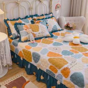 全棉夹棉床盖纯棉加厚床单秋冬季床罩枕套三件套榻榻米一件代发