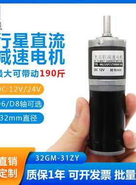 32-31ZY行星直流减速电机永磁钢管大扭力12V24V调速正反转小马达