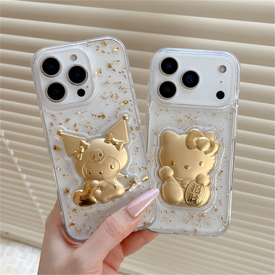 金箔闪粉招财猫适用17手机壳