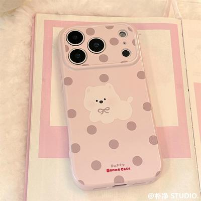 粉色西高地波点苹果17手机