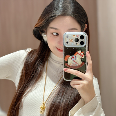 简约棕底蓝波点适用苹果17