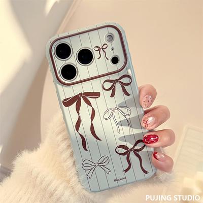 奶蓝复古棕蝴蝶结适用苹果