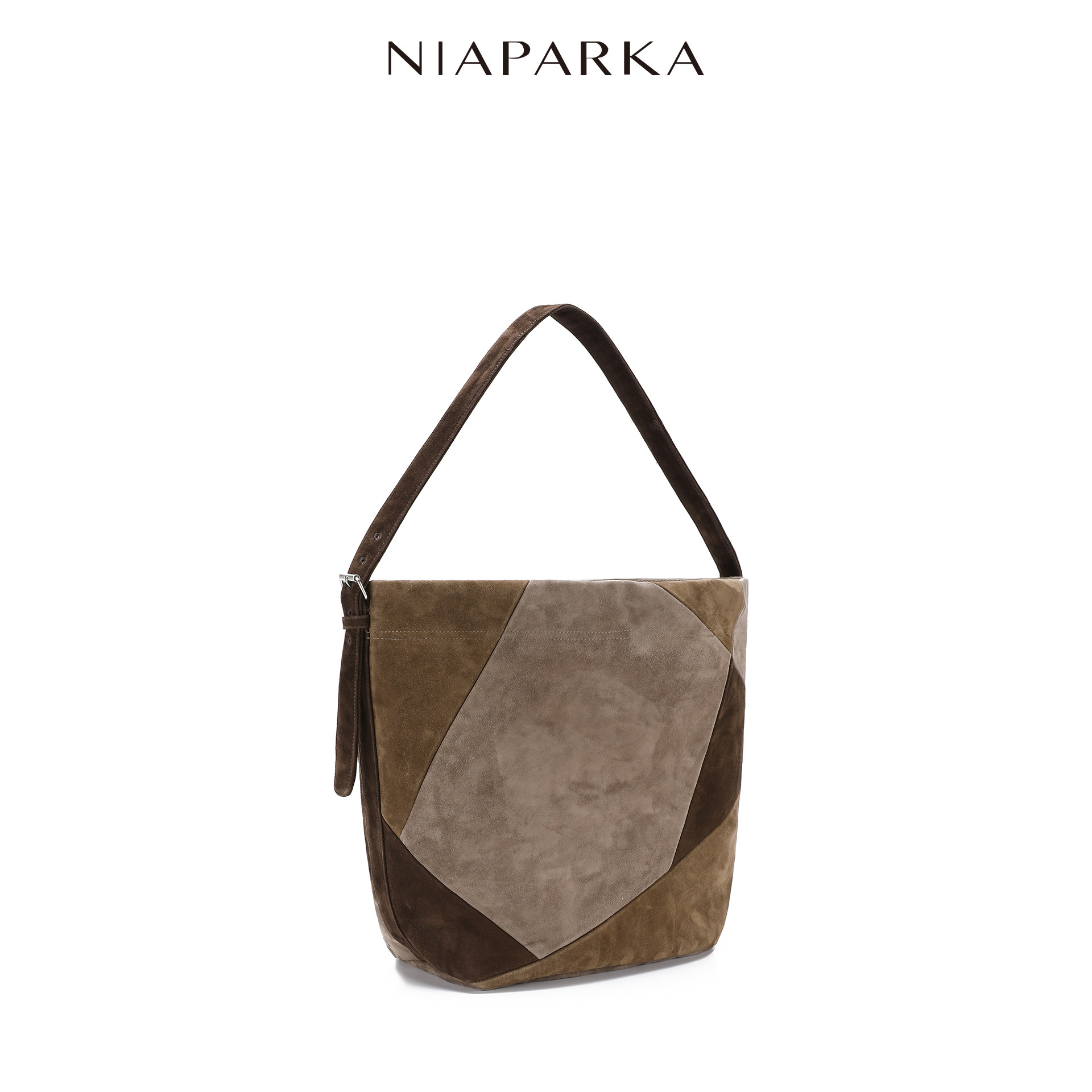 niaparka2025秋冬新款女士麂皮绒肩带筒包职场通勤风大容量包包