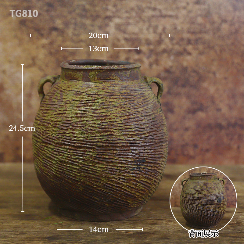 旧物老坛子陶罐金缮修复老物件坛子老缸花器禅意中式插Z花器皿陶