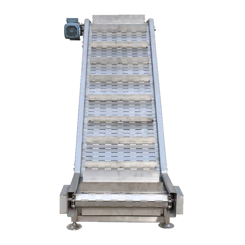 不锈钢链板提升输送机冲孔链板爬坡机M工业流水线网带输送机