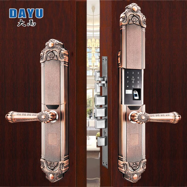 大禹半导体家用防盗指纹锁双开门欧式别K墅门锁大门锁密码锁通用