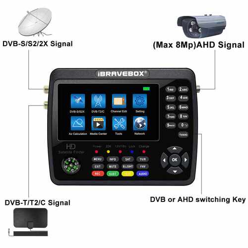DVB-S2X/T2/C+AHD CCTV COMBO TV Finder Satellite V10  finder