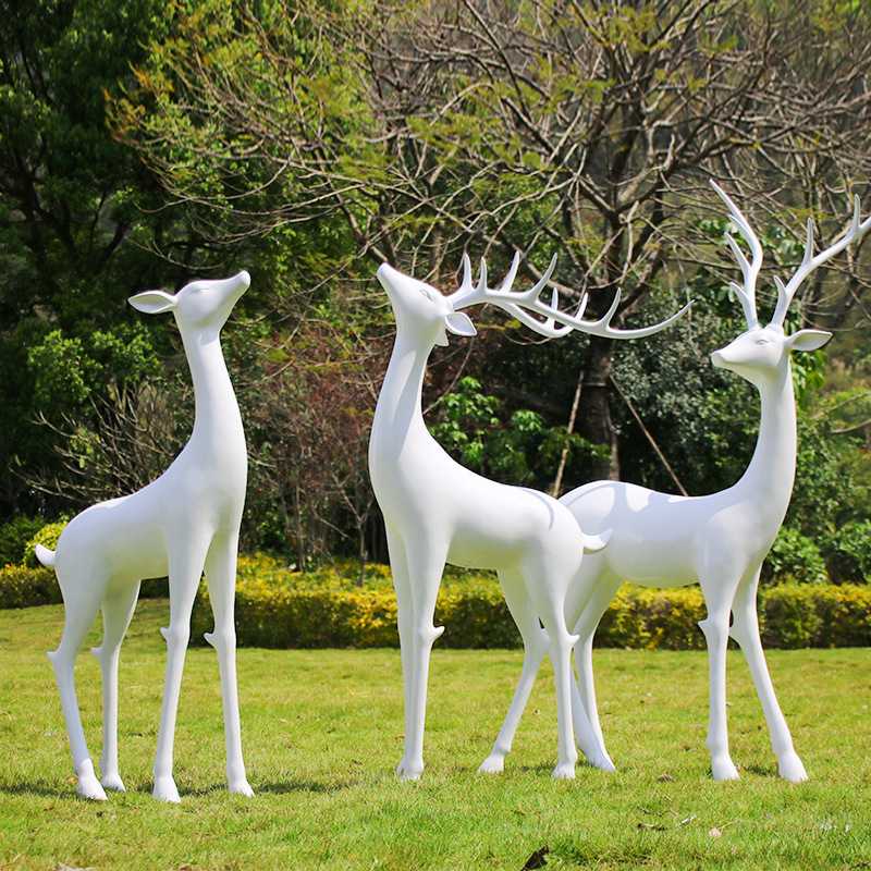 抽象梅花鹿玻璃钢造景户外大型雕塑园林草坪景观小品装饰白鹿摆件