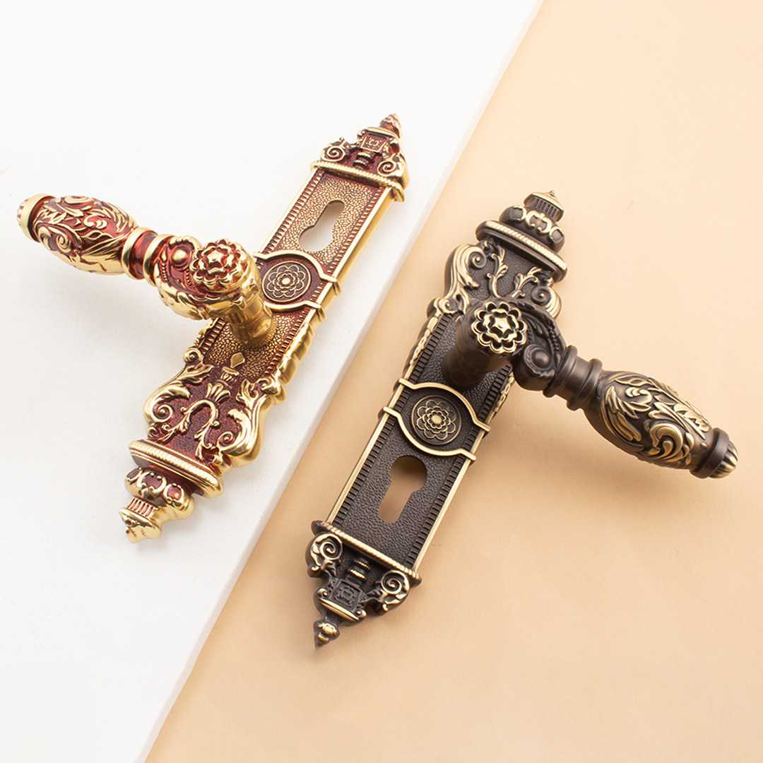 欧式法式轻奢长面板连体式静音门锁房门锁室内卧室房间门把手