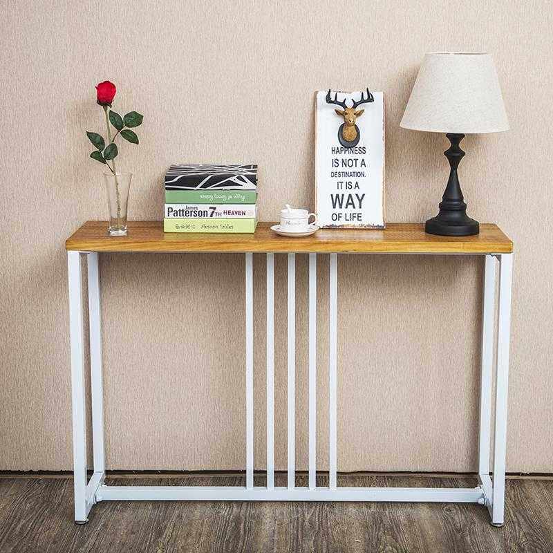 北欧客厅玄关桌子靠墙窄桌子置物架落地式铁艺长条几案实木餐边桌