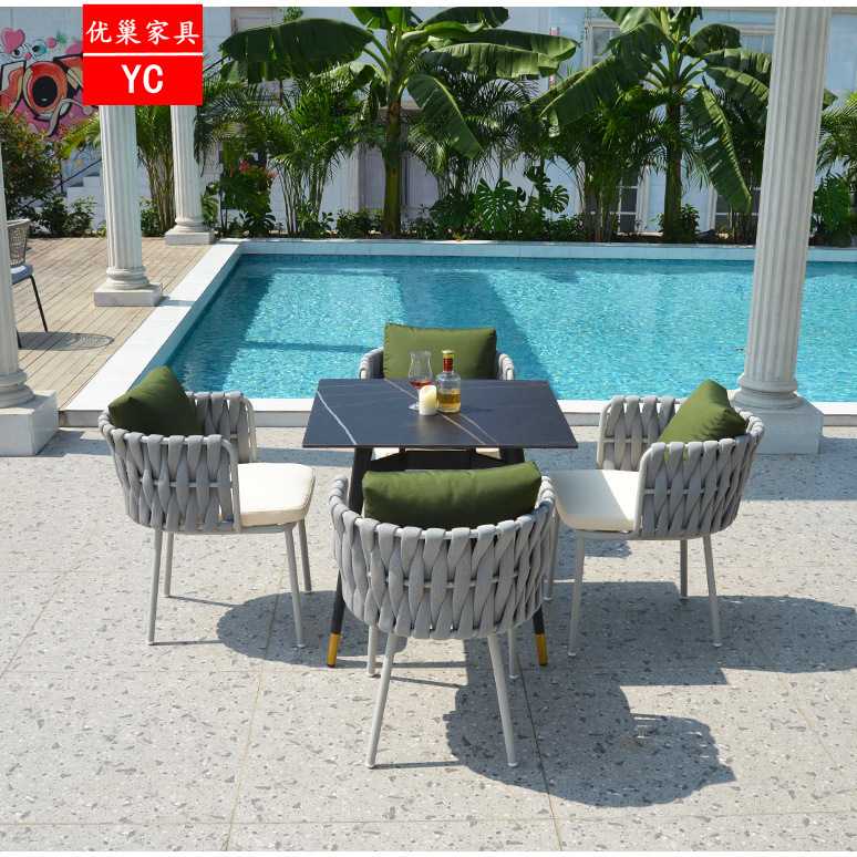 户外桌椅样板间藤椅民宿售楼部室内外庭院休闲阳台藤编家具靠背椅