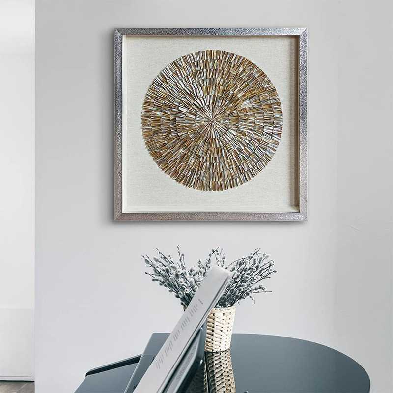 现代简约客厅背景墙装饰画轻奢高级感纯手工天然贝壳壁饰挂画玄关