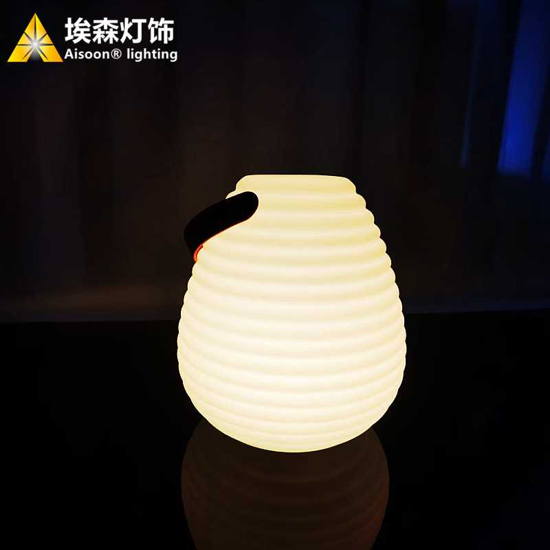 led发光手提小夜灯爆款跨境露营简约时尚创意遥控灯笼太阳能灯