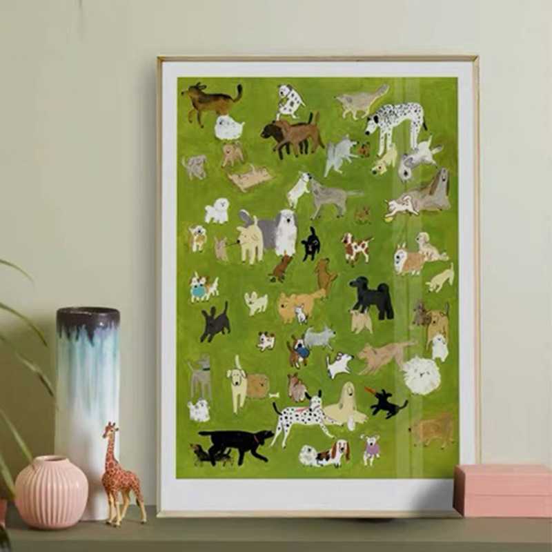 趣味可爱动物小众抽象装饰画墙画玄关客厅挂画宠物店壁画桌面摆画