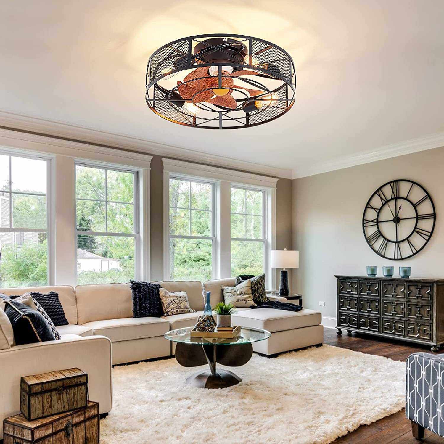 装饰风扇灯家用吊扇灯餐厅卧室客厅电扇灯欧式复古静音风扇吊灯具