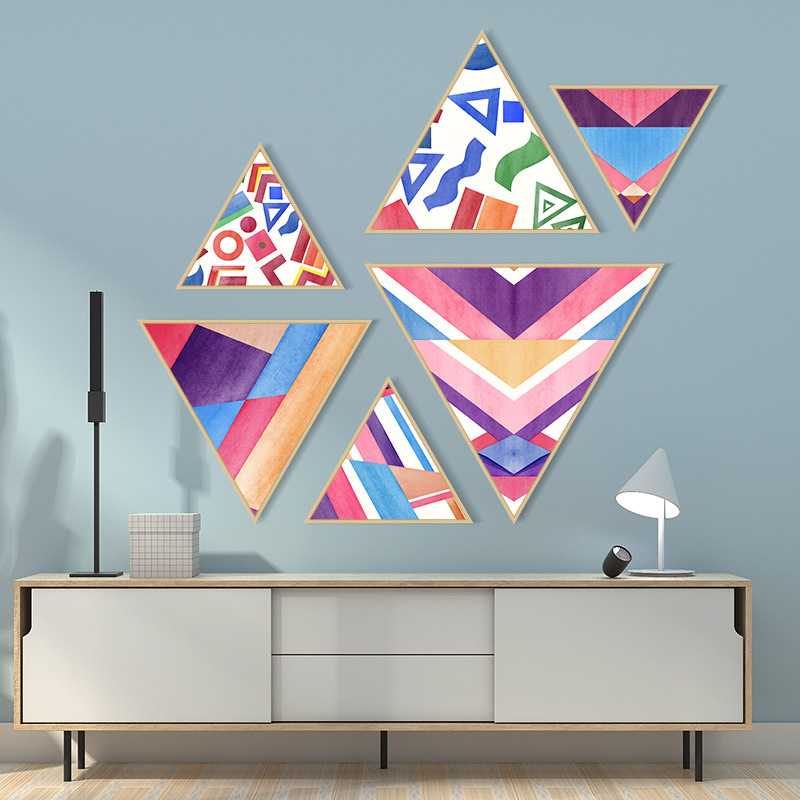 直销创意照片墙镜框三角形组合装饰相框墙实木相框画框框架