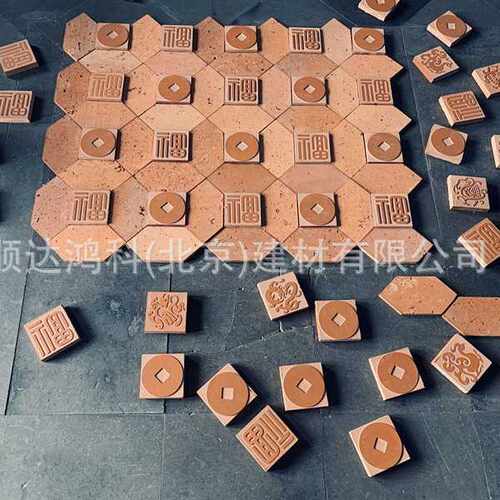 仿古创意红条砖别墅红砖块星星小红砖片艺术红色墙砖老红砖芯切片