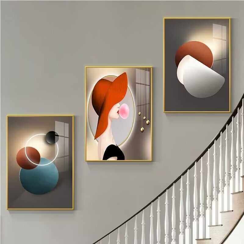 楼梯间装饰画现代简约复式楼道三联挂画客厅玄关走廊过道轻奢墙壁