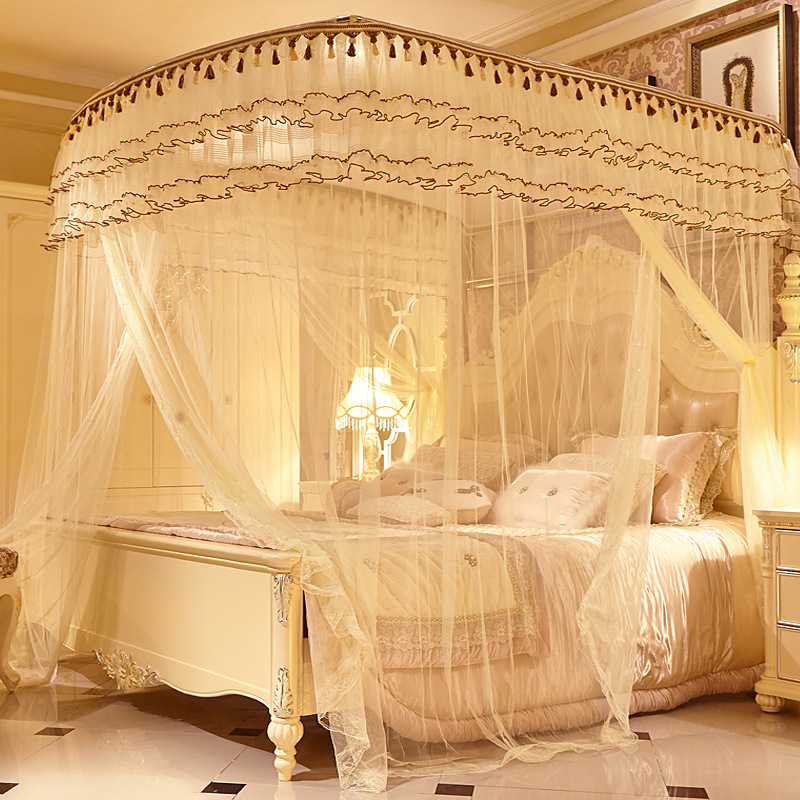 伸缩蚊帐三开门方顶32mm不锈钢管支架落地宫廷钓鱼杆蚊帐床帘