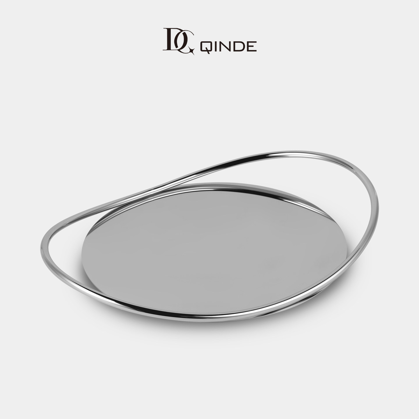 QINDE高档轻奢家用不锈钢胡桃木收纳盘客厅摆件水杯水壶咖啡托盘