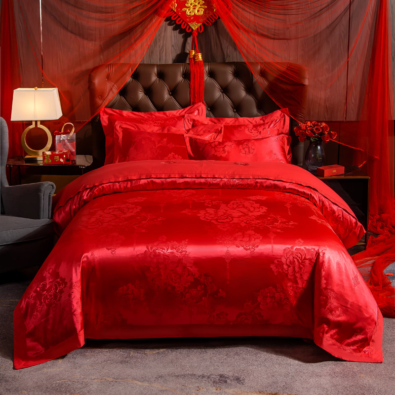 2026新款全棉纯棉贡缎提花婚庆四件套柔软舒适,床上用品,婚庆床品套件,淘宝优惠券,粉丝福利购,淘宝优惠卷