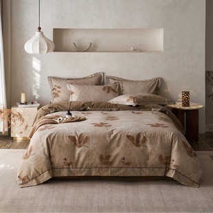 全棉纯棉磨毛印花四件套奥罗系列轻奢高级感主卧室法式高级感豪华