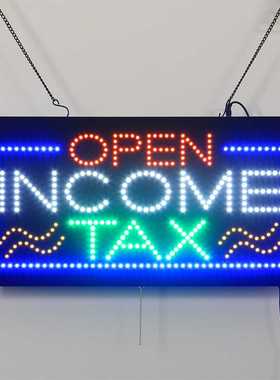 亚马逊热销LED广告牌店铺发光字灯牌 LED INCOME TAX OPEN SIGN