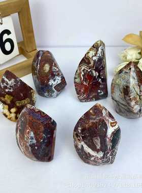 Mexican agate天然玛瑙墨西哥原石打磨火炬摆件 家居消磁装饰