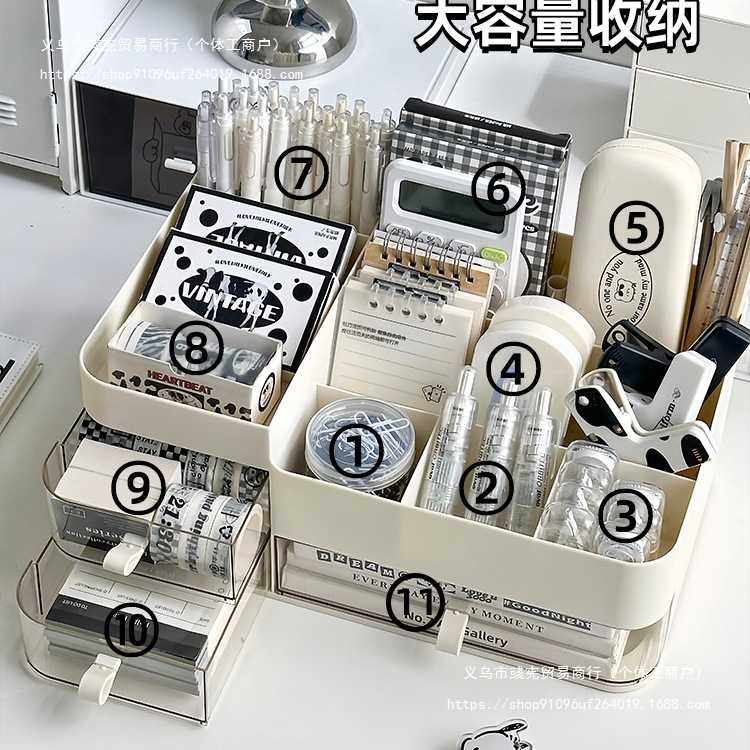 桌面收纳盒抽屉式学生笔筒办公室工位置物架亚克力书桌文具整理盒,3C数码配件,摄像机配件,淘宝优惠券,粉丝福利购,淘宝优惠卷