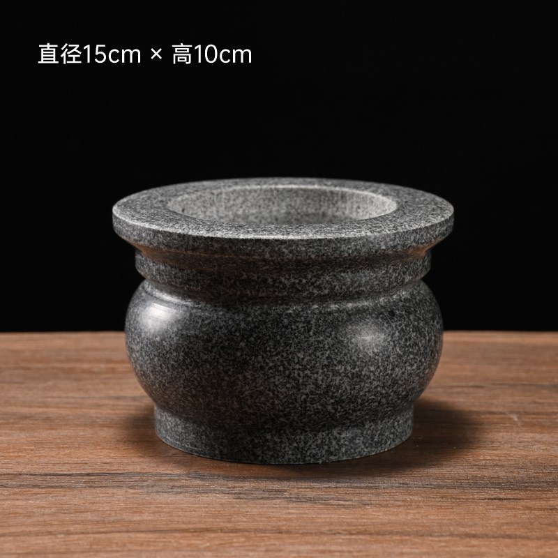 石头香炉石雕摆件用品寺庙祠堂户G外上香烧香圆形石头香炉子