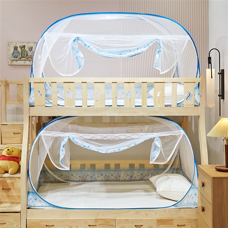 蚊帐学生宿舍上下铺90cm有底免安装蒙古F包单人子母床家用1.5米1.