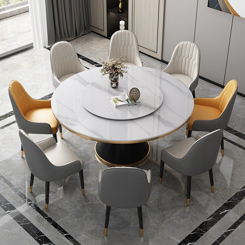 轻奢岩板餐桌椅组合现代简约家用饭桌带转盘酒店餐桌1.8米大圆桌,住宅家具,岩板餐桌,淘宝优惠券,粉丝福利购,淘宝优惠卷